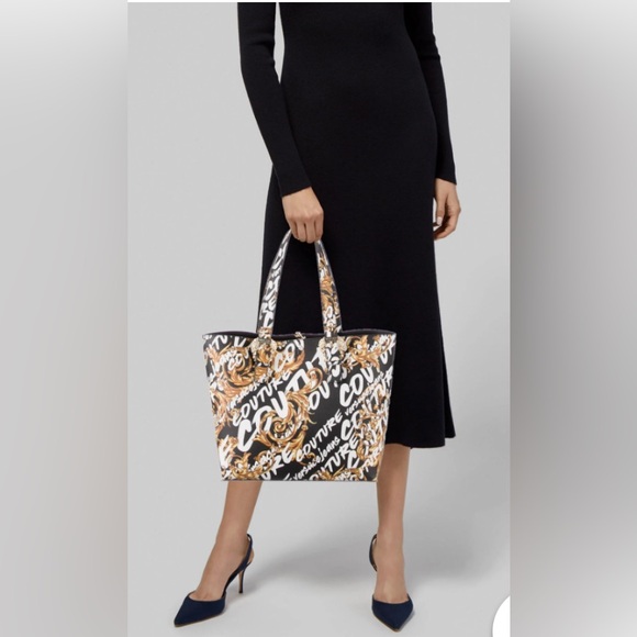 Versace Black and Gold Women's Tote Bag and Pouch - Picture 3 of 10